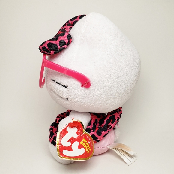 Ty Sanrio Hello Kitty Pink Glasses with Pink & Black Leopard Print Outfit Plush - Picture 4 of 10